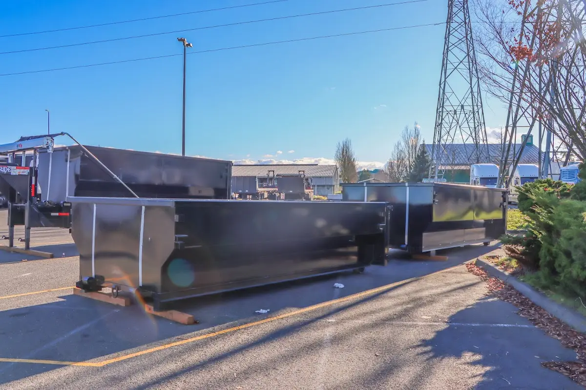 Roll-off dumpster ready for waste disposal at job site for 6 Yard Dumpster Rental in Lenexa